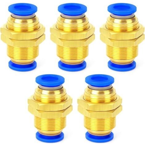 5pcs 4mm manchon de carte diamètre extérieur passe plat raccord pneumatique rapide (1/4)