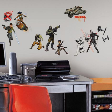 17 Stickers Géant Phosphorescent Star Wars Rebels 4 planches 29x72cm (1/3)