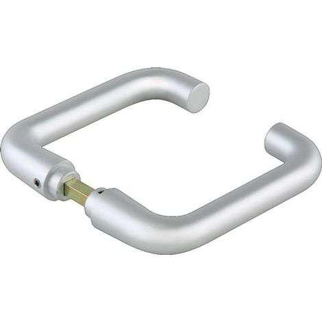 Paire de poignées de porte en verre, forme ronde, finition argent anodisé pour poignée de porte, 4 trous, 8 mm (1/3)