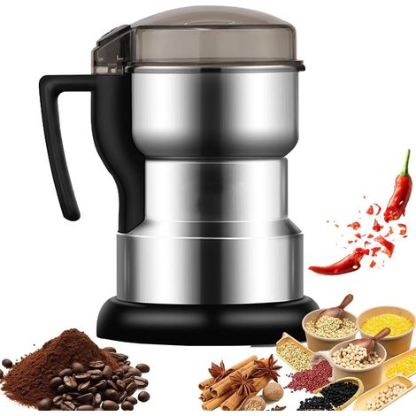 Moulin à café électrique en acier inoxydable pour grains de café, épices et noix, idéal pour la cuisine, la maison, le bureau et les voyages.-AquaForge (1/5)