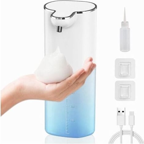 PA Distributeur de Savon Automatique Mural sans Contact avec Capteur, USB Rechargeable, IPX5 étanche pour Cuisines et Salle de Bain (400 ML) - P9 (1/5)