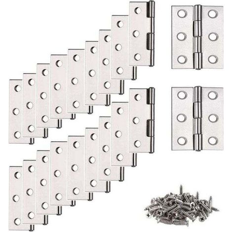 20 Pièces Charnières de Porte Pliables en Acier Inoxydable Charnières Piano Armoire avec Vis Paumelle Meuble pour Maison (1/4)