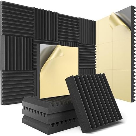 24pcs Self-Adhesive Acoustic Foam Panels, Soundproof Wall Tiles, High-Density 30x30x2.5cm (1/5)