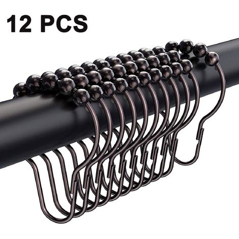 Anneaux de fixation pour rideau de douche, anneaux métalliques antirouille pour tringles et rideaux de douche - Lot de 12 (1/4)
