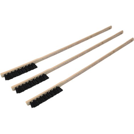 Set di 3 spazzole in legno per la pulizia delle gabbie degli uccelli, resistenti, con manico lungo, ideali per pappagalli. Accessori essenziali. (1/4)