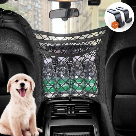 Filet de Rangement - Non spécifié - 3 Couches - 2 Poches - Barrière pour Chien - Organisateur Voiture (1/4)
