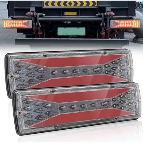 2PCS Feux de Remorque LED,Multifonctionnel Feux Remorque LED 12V 24V Feux arrière,Feux Stop, Feux Position,Dynamique Clignotant pour Camion Caravane Tracteur (Modèle A) (1/5)