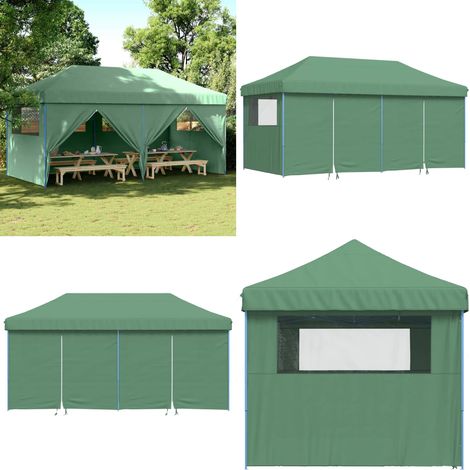 Tente de réception pliable escamotable 4 parois latérales vert - Tents Gazebos - Tentes Pliables - Abri Extérieur - Tente Événement - Chapiteau - Home & Living (1/5)