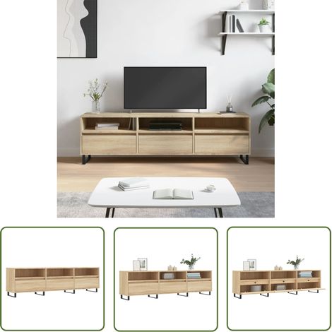The Living Store Meuble TV chêne sonoma 150x30x44,5 cm bois d'ingénierie - Meubles Tv - Meuble Tv - Buffet Tv - Banc Tv - Mobilier Salon (1/5)