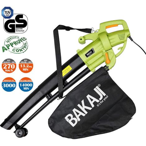 Aspiratore per foglie Trituratore e Soffiatore Elettrico 3000W Aspirafoglie 3in1