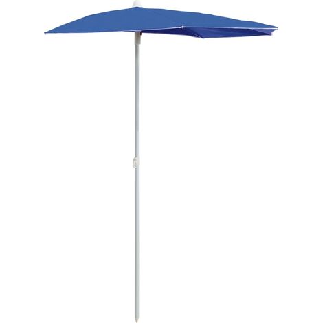 Halb-Sonnenschirm mit Mast 180x90 cm Azurblau vidaXL (1/5)