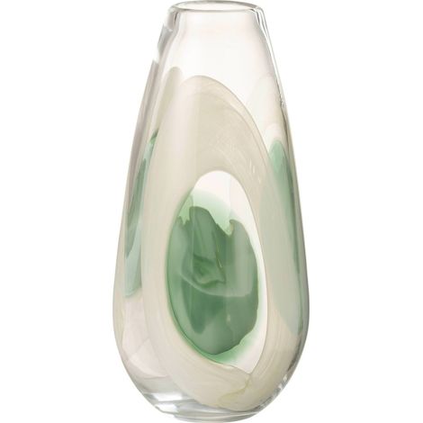 Vase en verre transparent vert et blanc - vert blanc transparent (1/4)