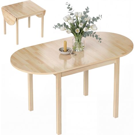 Table de salle à manger pliante ovale en bois massif 2 abattants chacun encombrant 140L x 70l x 75H cm