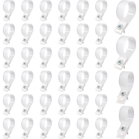40 Pieces 23mm (1 Inch) R-Type Cable Tie Wire Clip, Nylon Plastic Cables Clips with 40 Pieces Screws, for Wire Management (White)
