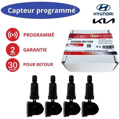 Pacchetto di 4 sensori TPMS programmati 433MHz per KIA EV6 / Sportage V NQ5 e HYUNDAI Tucson IV NX4 - 52940-BV100/CG100