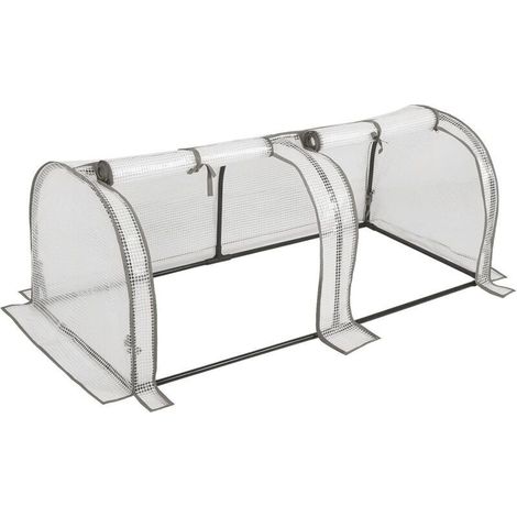Gartengewächshaus – Halbtransparente PE-Folie – 120 x 60 x 50 cm – Regen- und schneebeständig – Weiß