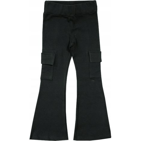 Pantaloni sportivi a zampa d'elefante da ragazza, pantaloni da combattimento, cotone, neri, YO 110/116 Ł020A