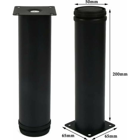 4pcs pieds de meubles pieds réglables noirs 200 mm de hauteur pieds de meuble en acier inoxydable pieds de table épaissis pieds de meubles pieds de meuble avec 16 vis en acier inoxydable (1/4)