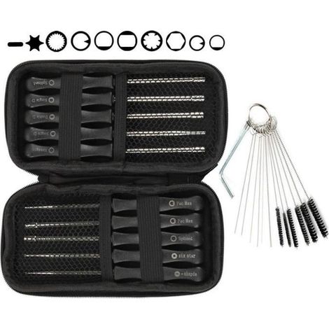Tournevis spécialisé - Outil de réglage de carburateur - Kit de nettoyage inclus - Noir (1/4)