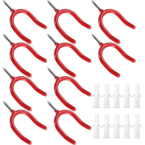10 Pcs Crochet Mural Garage, Support Velo Mural, Accroche Velo Mural, Crochets de Rangement pour échelle de Garage, Crochets Muraux Robustes pour Vélos Outils électriques Jardin (1/4)