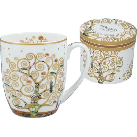 Mug en céramique Camio Klimt Arbre de Vie, fond blanc, cadeau Carmani (1/5)