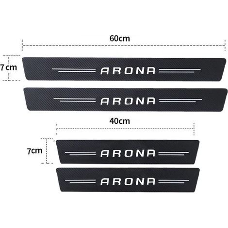 (4 pièces) Bandes de protection de seuil de porte en fibre de carbone pour voiture,logo Seat Arona 2023,autocollants de protection pour seuil de porte,coffre et pare-chocs arrière (1/2)