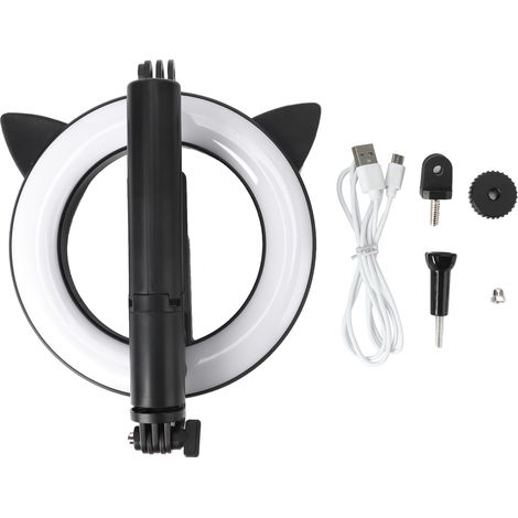 Selfie Stick with Cat Ear‑Shaped Fill Light Wireless Bluetooth Teacher Online Class Live (1/5)