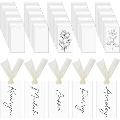 20 segnaposto trasparenti in acrilico，segnaposto vuoti per matrimoni (con nastro)，dimensioni: 9 cm x 5 cm (versione trasparente) (1/2)