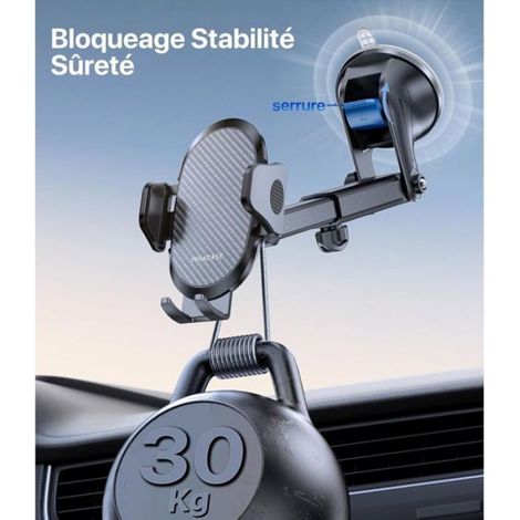 Support Téléphone Voiture - Ventouse Puissante - Rotation 360° - Compatible Smartphones 4 À 7,2 Pouces - 1 Pièce (1/4)