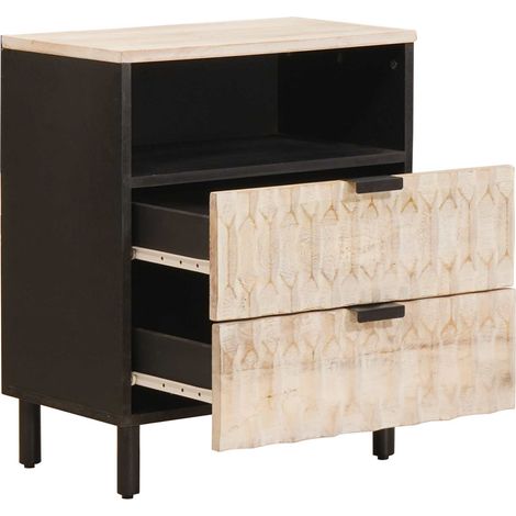 Cabinet de chevet Blanc 50 x 33 x 60 cm Bois de mangue massif (1/5)