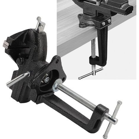 Hochleistungs-Werkbankschraubstock 85 mm (3,35 Zoll) - 360° drehbarer Fuß mit Verriegelung, doppelte Verwendung (Tisch-/Kantenklemmung), großer Amboss, maximaler Klemmdurchmesser von 62 mm (2,44 Zoll) (1/5)
