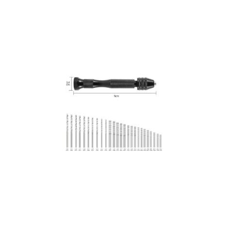 MIni perceuse à main Twist Drill Bits +48 micro forets hélicoïdaux sans fil en Aluminium Pin Vise Outils Rotatifs forets hélicoïdaux adjustable Pyrogravure Maison plastique trou cuivre (1/4)