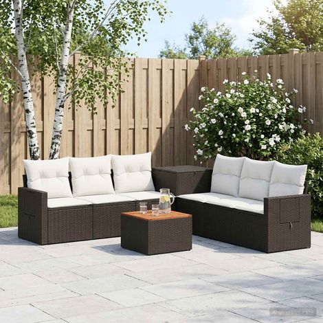 Set di divani 8 pz Nero e Bianco Crema 55 x 55 x 37 cm vidaXL (1/5)