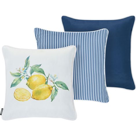 Gartenkissen 3er Set ESCALLONIA Pflanzenmuster 45 x 45 cm Bunt (1/5)