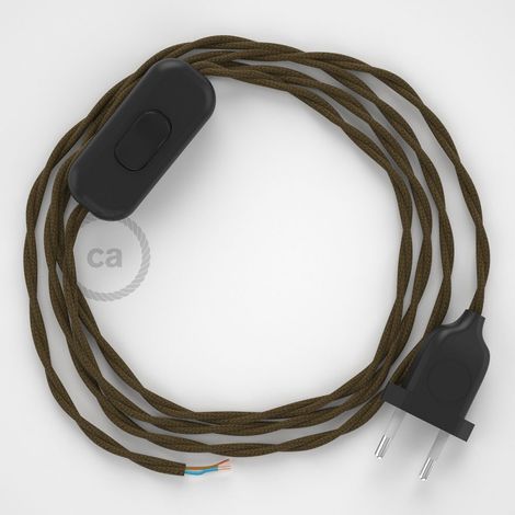 Cordon pour lampe, câble TC13 Coton Marron 1,80 m. Choisissez la couleur de la fiche et de l'interrupteur Noir (1/4)
