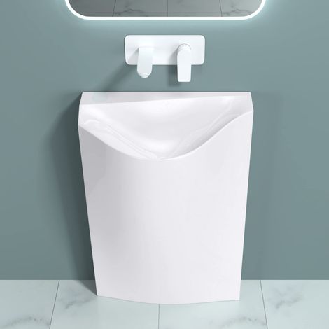 doporro Lavandino a Colonna, Lavandino su Piedistallo 55x34x85cm, Lavabo su Colonna per Bagni da Minerale Fuso Colossum37 (1/5)