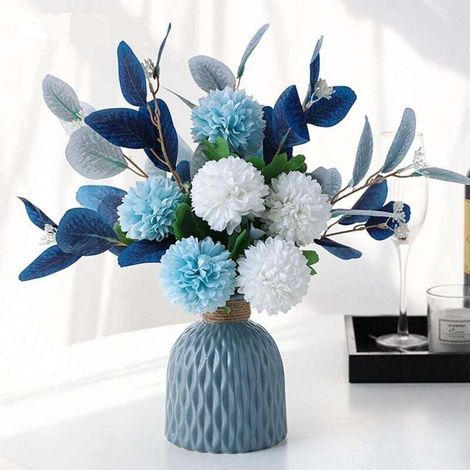 Fleurs Artificielles Avec Vase Faux Hortensia Arrangements Floraux Pour La Décoration De Mariage De Fête De Jardin À La Maison (1/4)