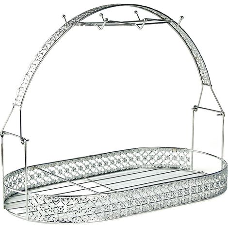 Metallener Becherhalter, Tablett 40 x 21,5 x 30 cm, silber, stabiler Platz (1/5)