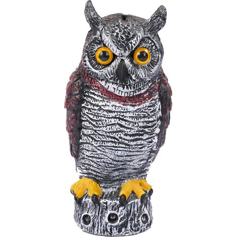 Hibou répulsif, plastique, stabilité assurée, HxLxP: 34 x 17 x 16 cm, jardin/balcon, anti-pigeons, brun/blanc (1/5)