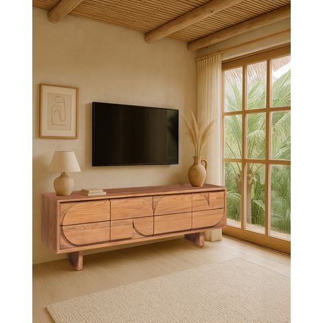 Dinda - Meuble tv en bois massif de teck (1/5)