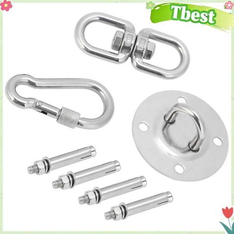 Tbest Kit de suspension de balançoire en acier inoxydable Ensemble de Mousquetons de Plaque de au Plafond sport materiel (1/5)