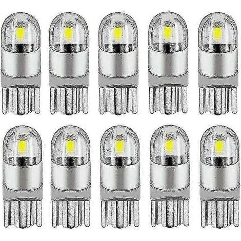 Lot de 10 ampoules LED blanches 6000K Canbus T10 168 194 W5W pour plafonnier, plaque d'immatriculation et feux de position latéraux (1/4)