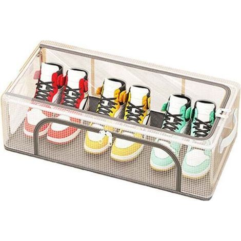 Scatola porta scarpe Enowelir in PVC impermeabile e pieghevole, grande e robusta, trasparente, ideale come organizer per scarpe. (1/4)