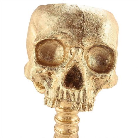 Blumentopf mit Totenkopf aus Goldharz und passendem Ständer, dekoratives Pflanzenset (1/5)
