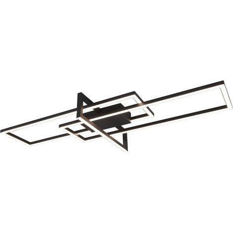 Plafoniera Soffitto Led Moderna Triplo Rettangolo Dimmer Nero Salinas GD Trio (1/4)