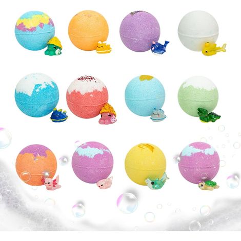 Jeu de bombe de bain colorée pour enfants avec jouet surprise à l'intérieur (1/5)