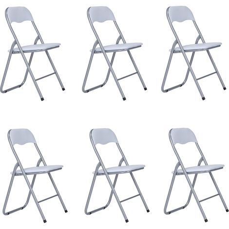 Sedia in metallo pieghevole seduta ecopelle BIANCO SET 6 PEZZI (1/2)