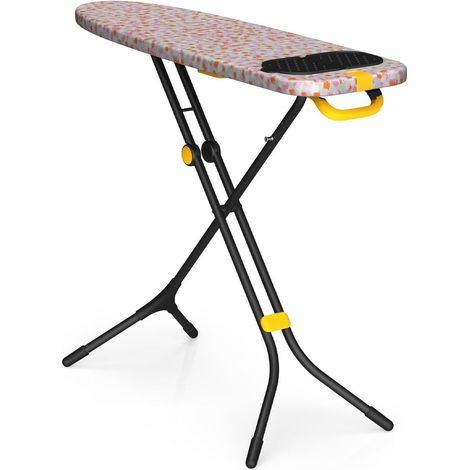 Table à Repasser 110 x 33 cm avec Pieds Compacts Réglables et Repose-Fer à Vapeur Intégré Résistant à la Chaleur, Housse en Coton Imprimé, Fleur de Pêcher (1/5)
