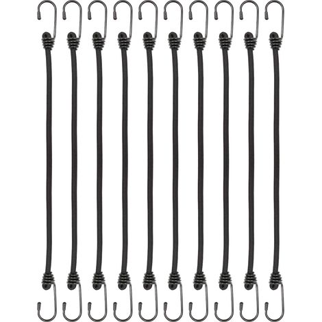 10er-Pack 30-cm-Hakenspanner – robust für Planen, Zelte, Markisen und Campingzubehör (schwarz)