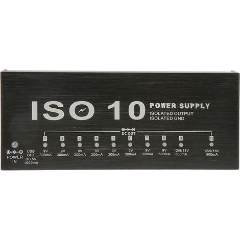 Alimentation pour effets de guitare, 10 sorties indépendantes, alimentation multi-effets, tension réglable sur 2 niveaux, prise AU, 100-240 V (1/5)